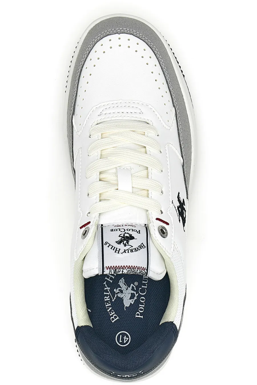 Uomo BEVERLY HILLS Sneakers bianche e grigie con inserti navy Polo BHM5201