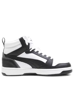 PUMA Sneakers bianche e nere mid-cut in materie sintetiche Rebound V6 Mid Jr