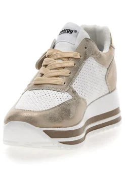 ENERGY Sneakers Bianche e Oro Con Platform BEIGE Best