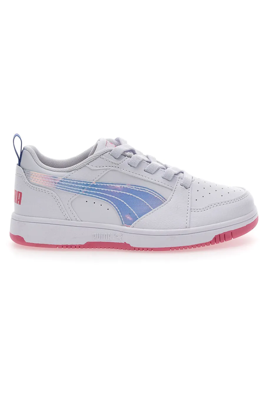 PUMA Sneakers Bianche e Rosa Con Fascia Laterale Rebound V6 Lo Deep Ac Ps