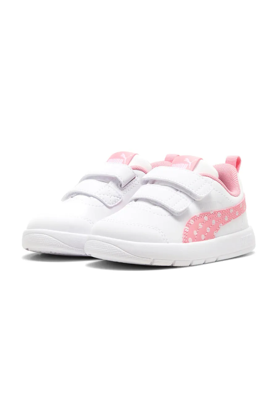 PUMA Sneakers bianche e rosa con strappo e dettagli a pois Courtflex V3 Dotty V Inf
