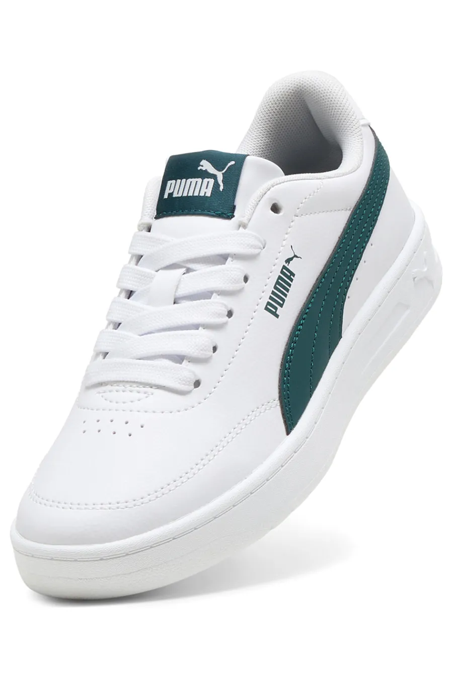 PUMA Sneakers bianche e verdi stile court Court Classic Clean Jr