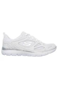 SKECHERS Sneakers bianche in pelle e mesh con Memory Foam Summits Suited BIANCO/ARGENTO Hot