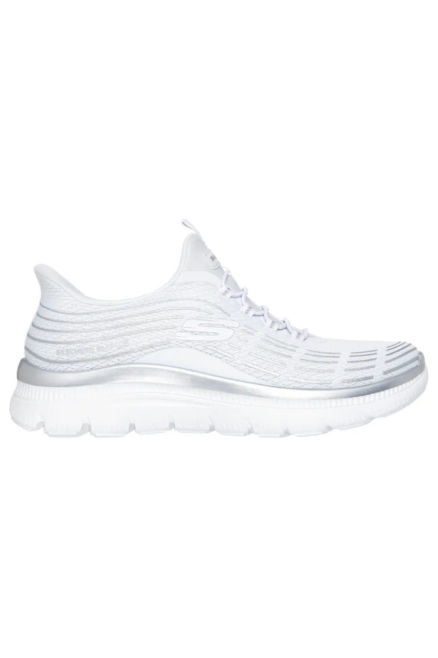 SKECHERS Sneakers bianche leggere in tessuto traspirante Summits Plus Soft Luster BIANCO/ARGENTO Sale