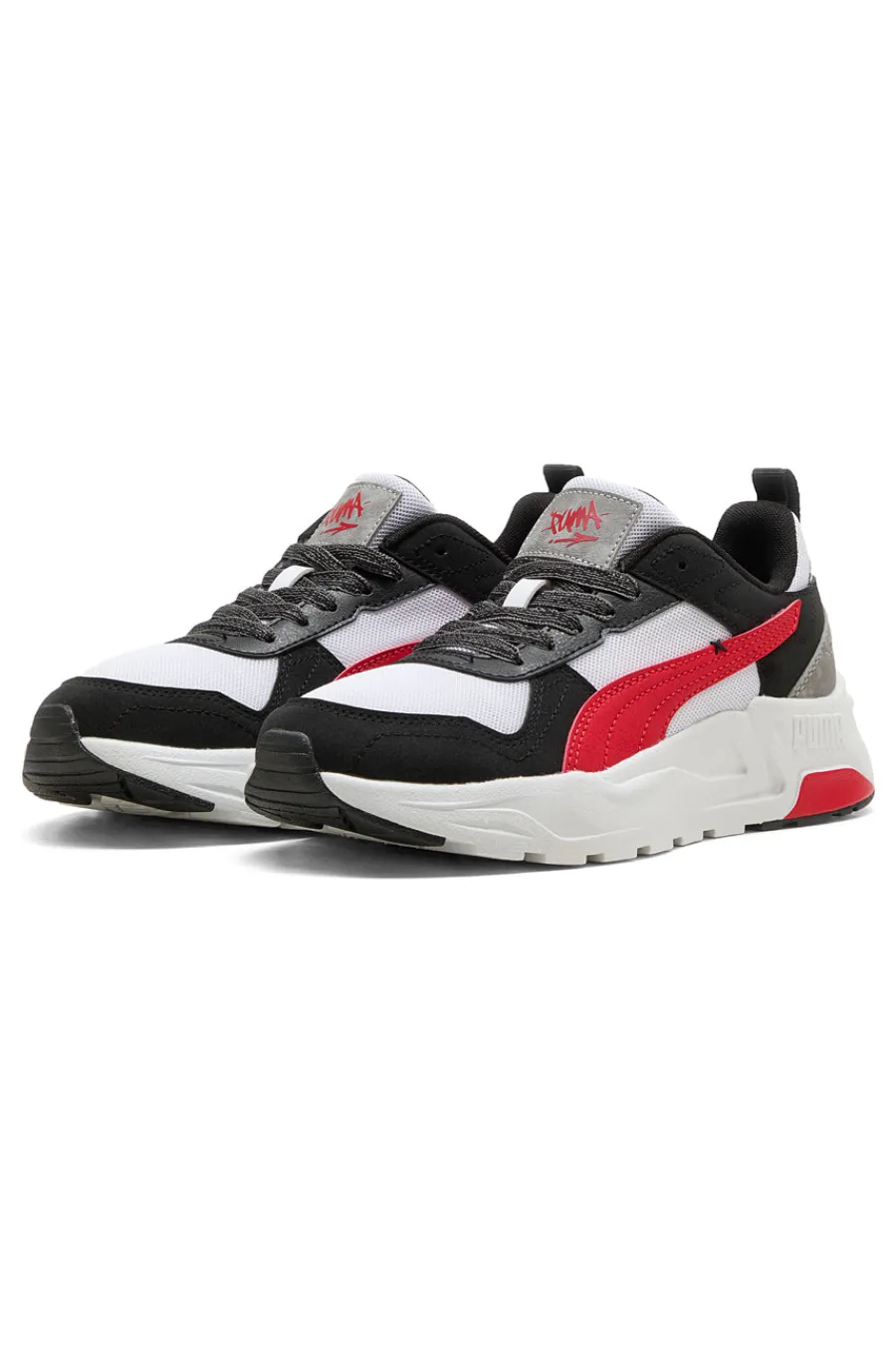 PUMA Sneakers bianche nere e rosse in mesh Trinity 2 LT Mid 90s Jr