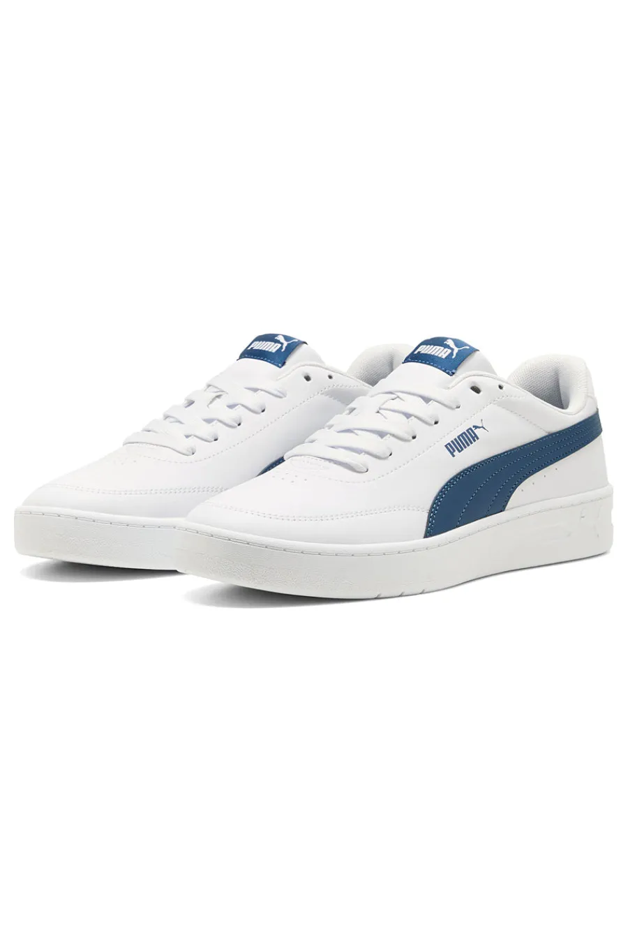 Uomo PUMA Sneakers bianche profilo blu Court Classic Clean