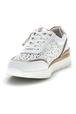 PRIMA RIGA Sneakers bianche traforate in pelle con suoletta estraibile 33314 Outlet