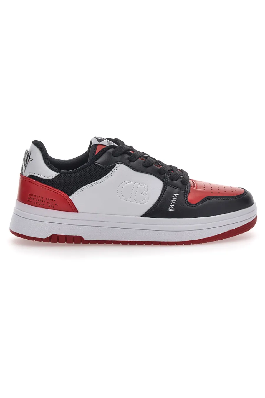 COTTON BELT Sneakers Bicolore Funky LTH BIANCO/NERO/ROSSO Clearance