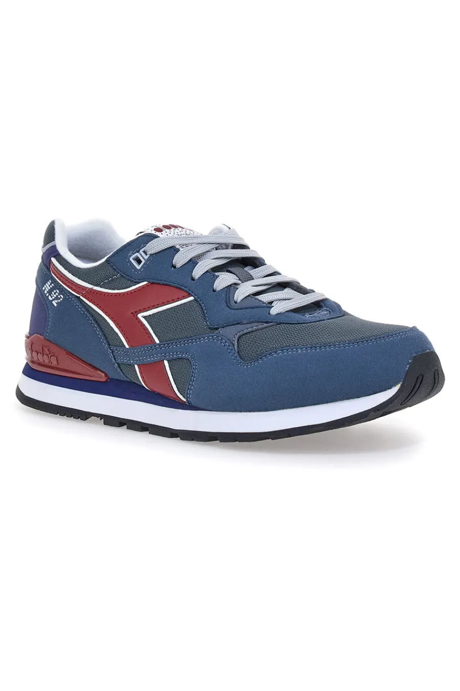 Uomo DIADORA Sneakers blu con dettagli bordeaux e suola retro running N 92