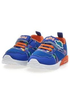 PITT KIDS Sneakers blu e arancioni fantasia dinosauri primi passi PK80A