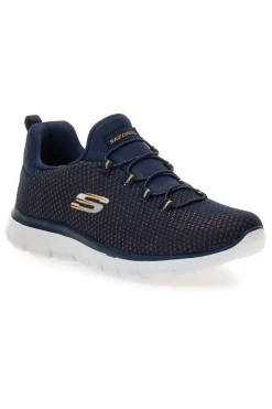SKECHERS Sneakers blu in mesh con Memory Foam Summits Bright Bezel Sale