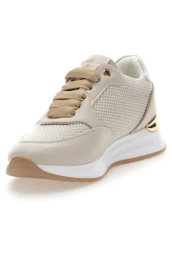 MARIELLA BURANI Sneakers Crema con Dettagli Oro e Platform 51021 Outlet