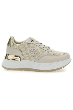 LAURA BIAGIOTTI Sneakers Flatform Beige con Logo e Dettagli Dorati 8917 IVORY Sale