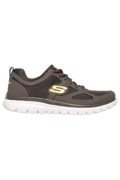 Uomo SKECHERS Sneakers grigie in pelle e mesh con soletta memory foam Burns Agoura da Uomo