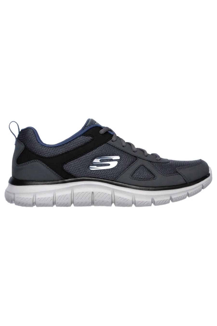 Uomo SKECHERS Sneakers grigio e blu in pelle e mesh con Memory Foam Track Scloric