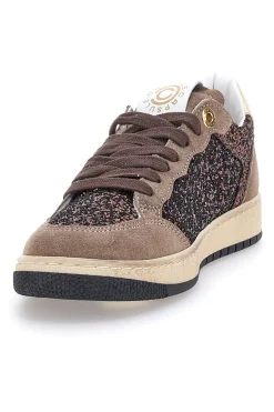 PITTARELLO CAPSULE Sneakers marroni almond in pelle con dettagli glitter Kelly Made in Italy MANDORLA Online
