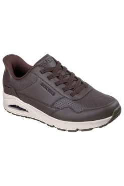 Uomo SKECHERS Sneakers marroni con tomaia in duraleather e Slip-ins Uno Banksia Luxe