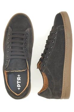 Uomo PTR Sneakers marroni in camoscio con suola a contrasto 3021