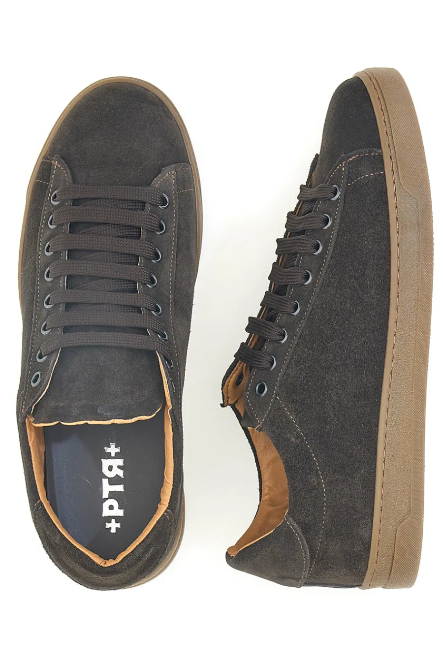 Uomo PTR Sneakers marroni in camoscio con suola a contrasto 3021