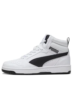 PUMA Sneakers Mid-Cut Bianche e Dettagli Neri Rebound V6 Mid Jr