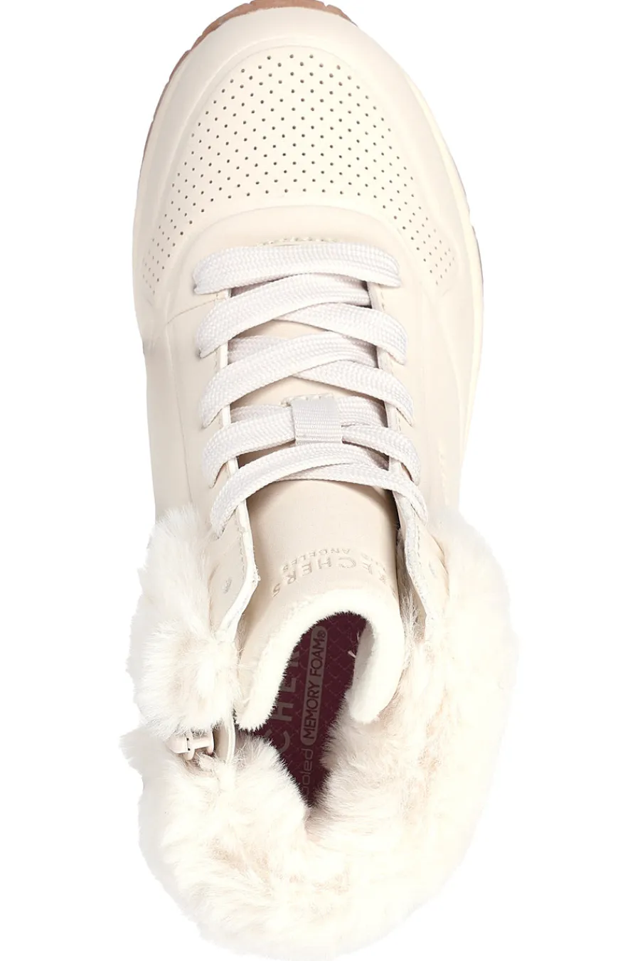 SKECHERS Sneakers mid-cut bianco imbottito con cerniera UNO FALL AIR
