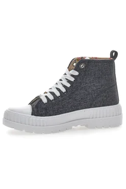 COTTON BELT Sneakers Mid Cut Linen Nere NERO Discount