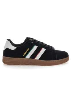 Uomo CANGURO Sneakers nere con bande bianche 591