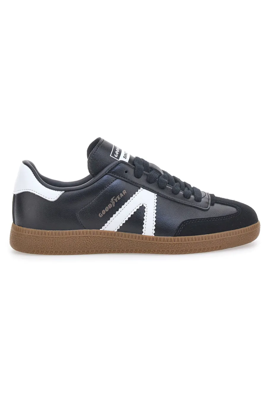 Uomo GOODYEAR Sneakers Nere con Bande Bianche in Vera Pelle CANGURO GY51001