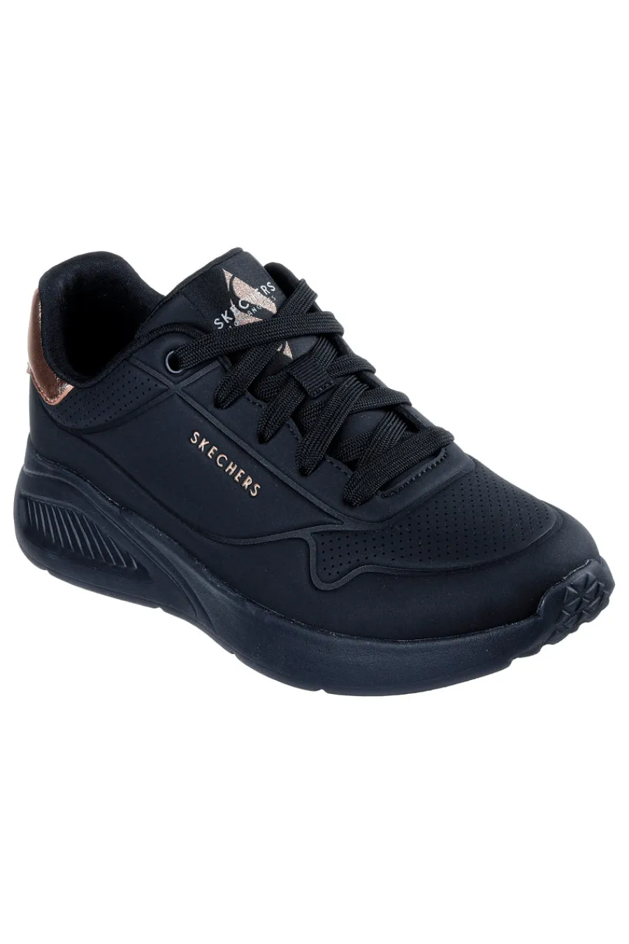 SKECHERS Sneakers nere con dettaglio rame e suola platform Uno Lite Shimmer Along Hot