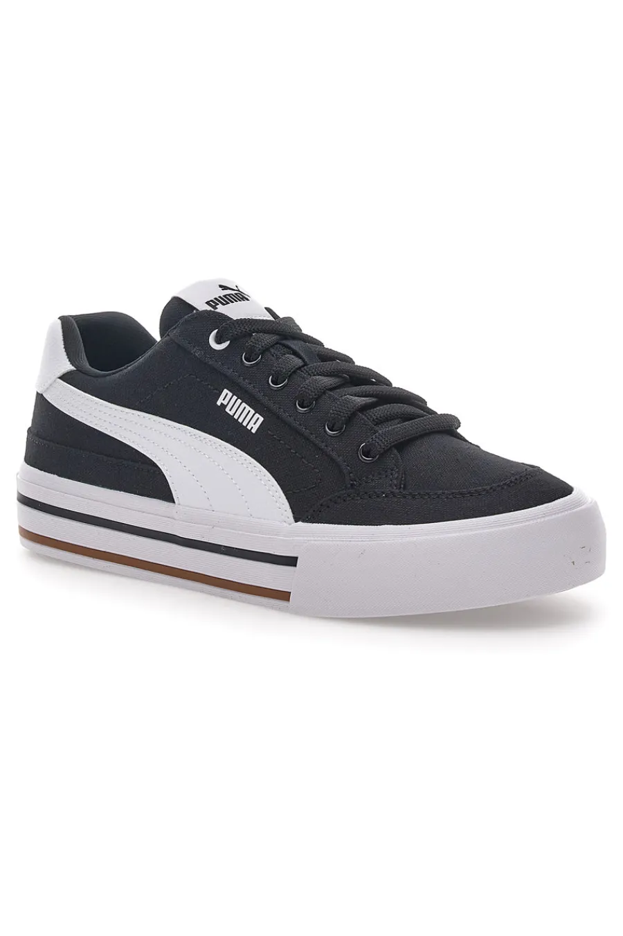 Uomo PUMA Sneakers Nere e Bianche In Tela Court Classic Vulc Fs