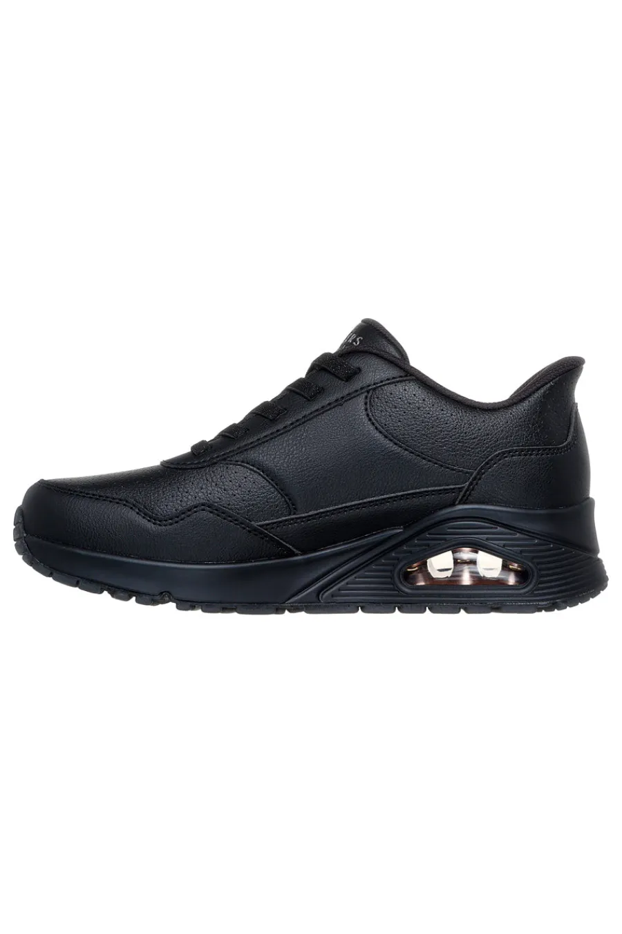 SKECHERS Sneakers nere in duraleather con Air-Cooled Memory Foam Uno Banksia Luxe Outlet