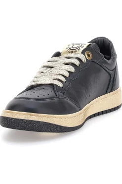 PITTARELLO CAPSULE Sneakers nere in pelle con dettagli glitter Made in Italy Kelly NERO New