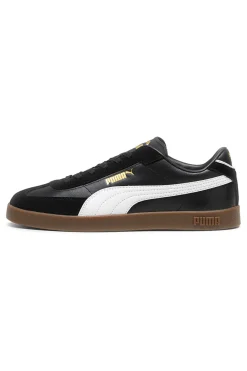 Uomo PUMA Sneakers nere in pelle e camoscio con logo bianco Club II Era