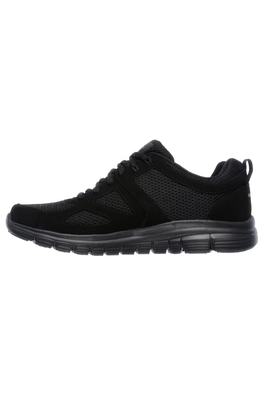 Uomo SKECHERS Sneakers nere in pelle e mesh con soletta memory foam Burns Agoura da Uomo