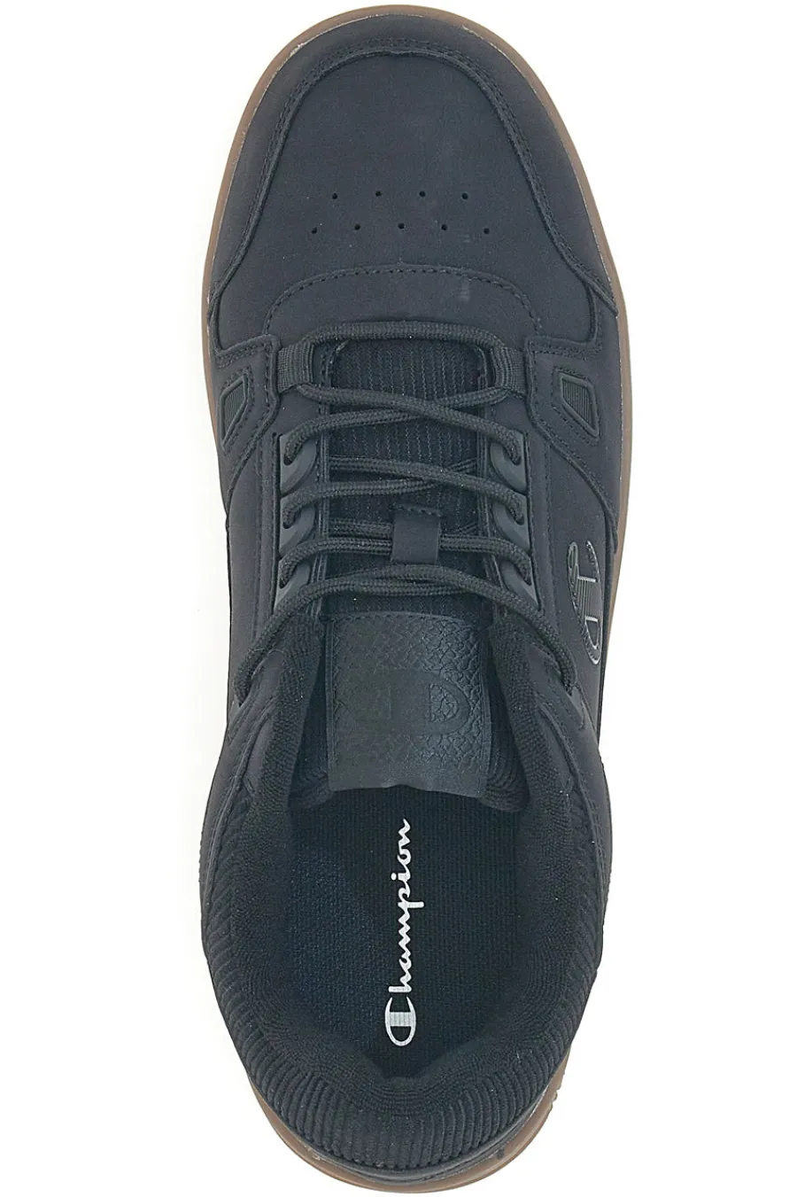Uomo CHAMPION Sneakers nere stile basket con suola marrone RD18 Low Cord