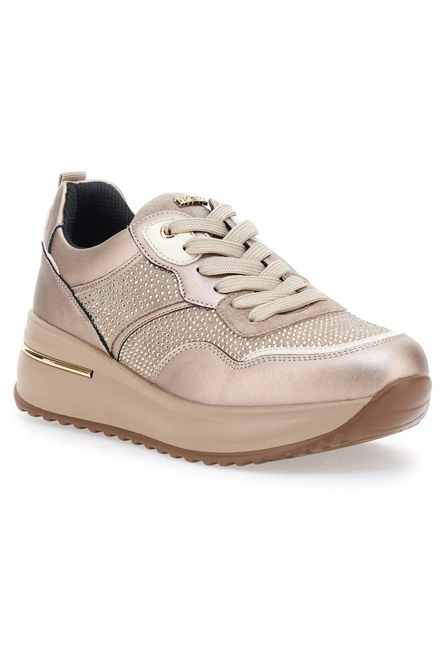 Donna INBLU Sneakers Platino Con Platform e Glitter IN7054