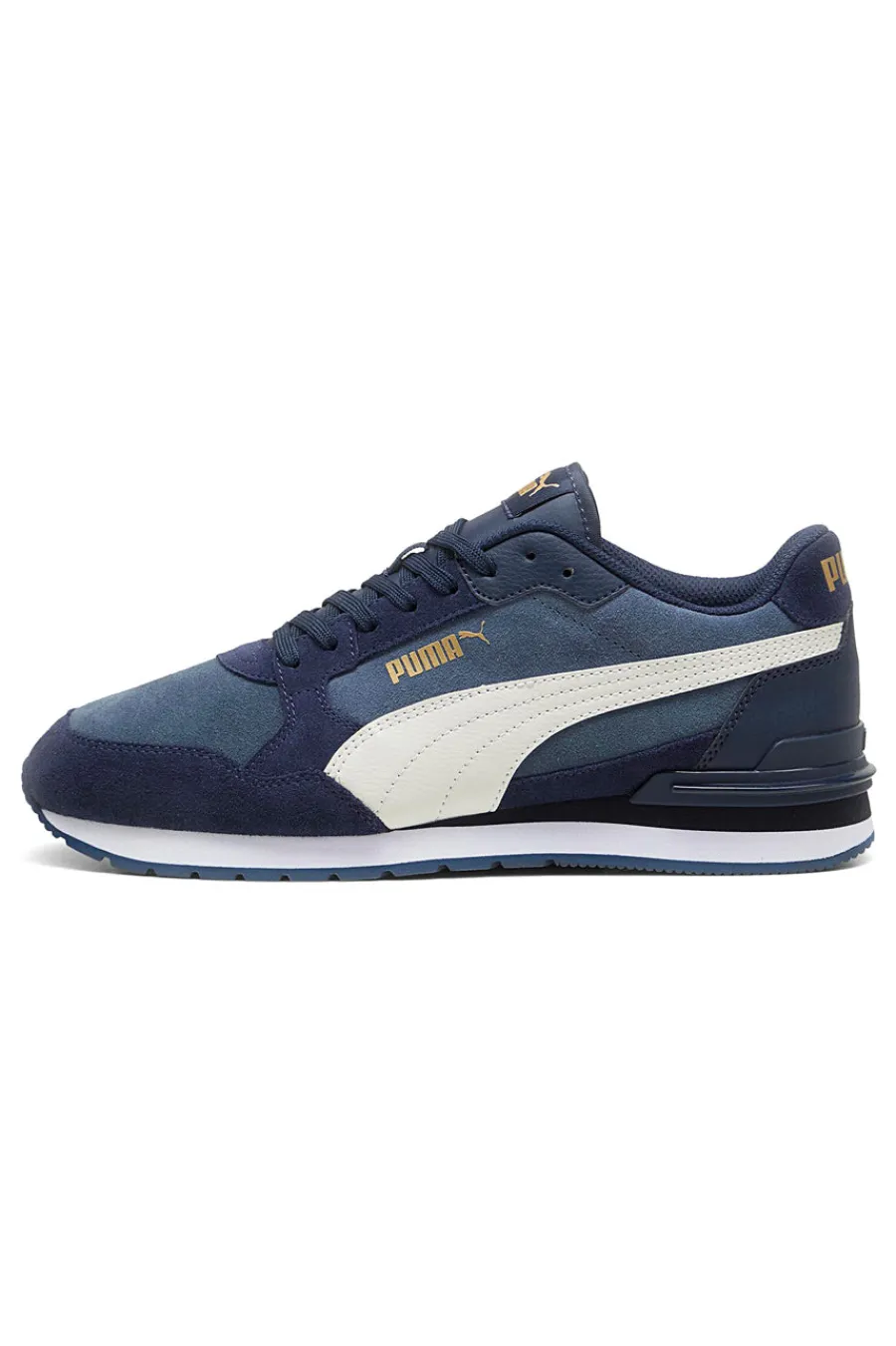 Uomo PUMA Sneakers ST Runner v4 in suede blu con banda laterale bianca