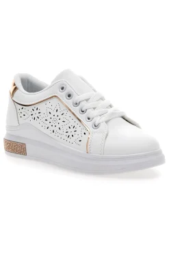 CAFÈ COST Sneakers traforate bianche con dettaglio oro CAFE' COST BK24 BIANCO Online
