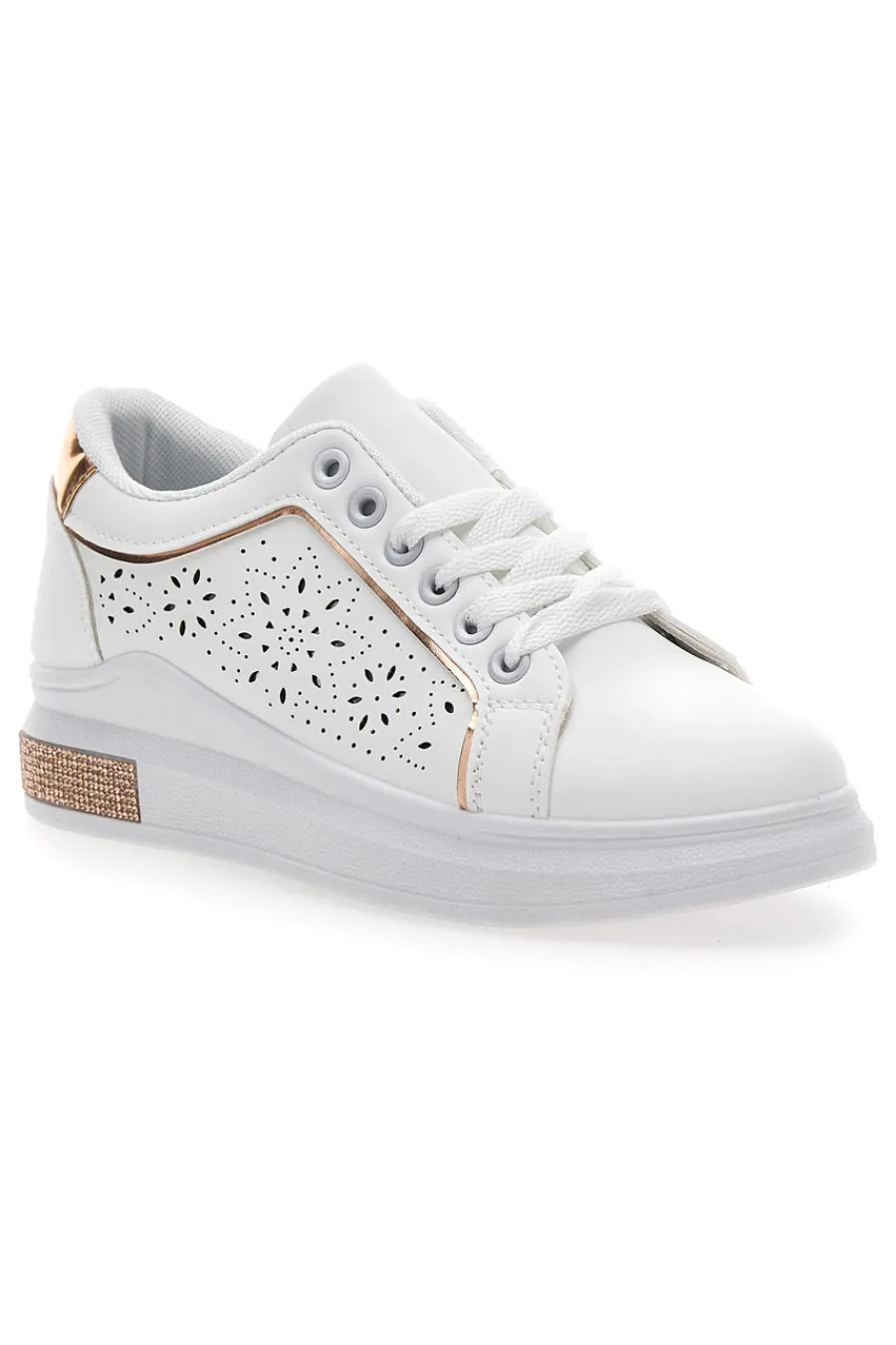 CAFÈ COST Sneakers traforate bianche con dettaglio oro CAFE' COST BK24 BIANCO Online