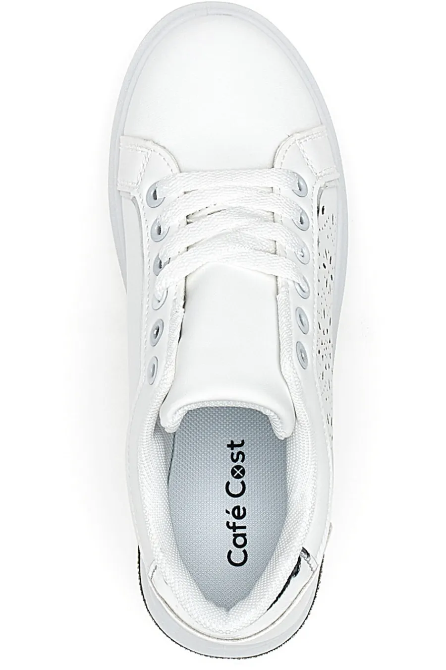 CAFE' COST Sneakers traforate bianche con dettaglio argento BK24 WHITE/SILVER New