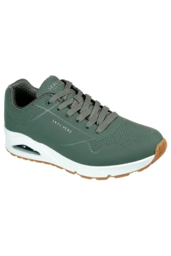 Uomo SKECHERS Sneakers verde militare con cuscinetto ad aria e soletta memory foam UNO Stand On Air