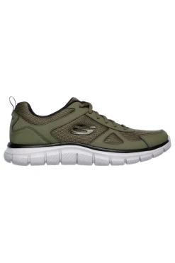 Uomo SKECHERS Sneakers verde oliva in pelle e mesh con soletta memory foam Track Scloric da Uomo