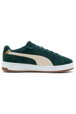 Uomo PUMA Sneakers verde scuro in pelle scamosciata con dettagli beige Court Classico SD