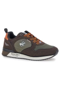 Uomo BEVERLY HILLS Sneakers verdi con inserti marroni e dettagli arancioni Polo BHM523200