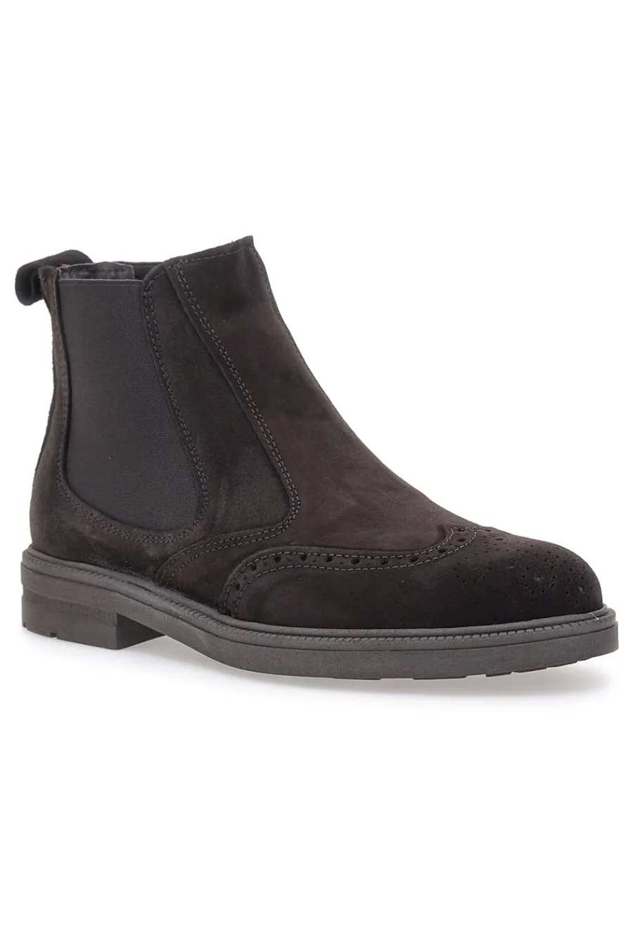 Uomo PITTARELLO Stivaletti Beatles marroni in camoscio con lavorazione brogue
