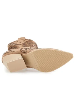 FIRST LADY Stivaletti Camel Con Strass P590 Sale