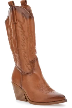 FIRST LADY Stivaletti Camperos Cammello con ricami 494 CAMEL New