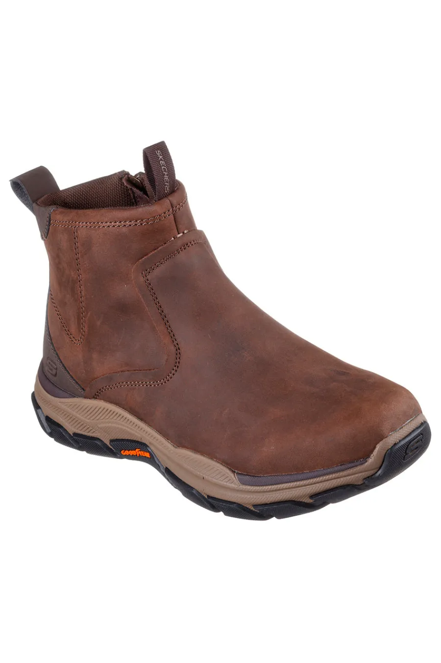 Uomo SKECHERS Stivaletti marrone cocoa in pelle con zip Respected Evanston