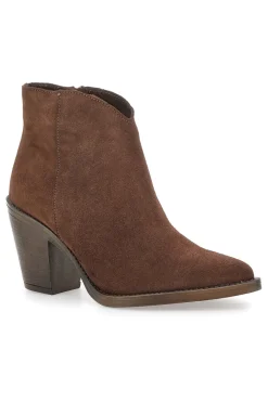 PITTARELLO GLAM Stivaletti marroni scamosciati in vera pelle con tacco alto squadrato 63260 MARRONE Best