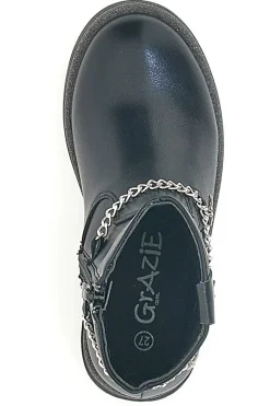 GRAZIE Stivaletti neri con catena decorativa e disegni GIRL 456833B